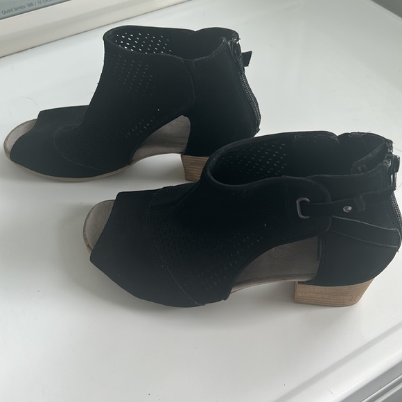 Black suede with mesh open booties - Picture 3 of 6